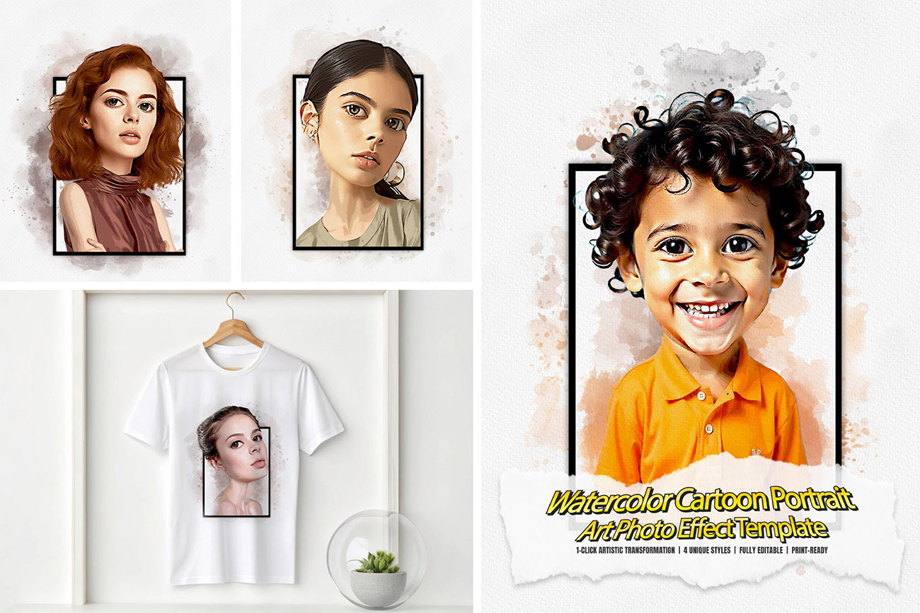 Watercolor Cartoon Portrait Art