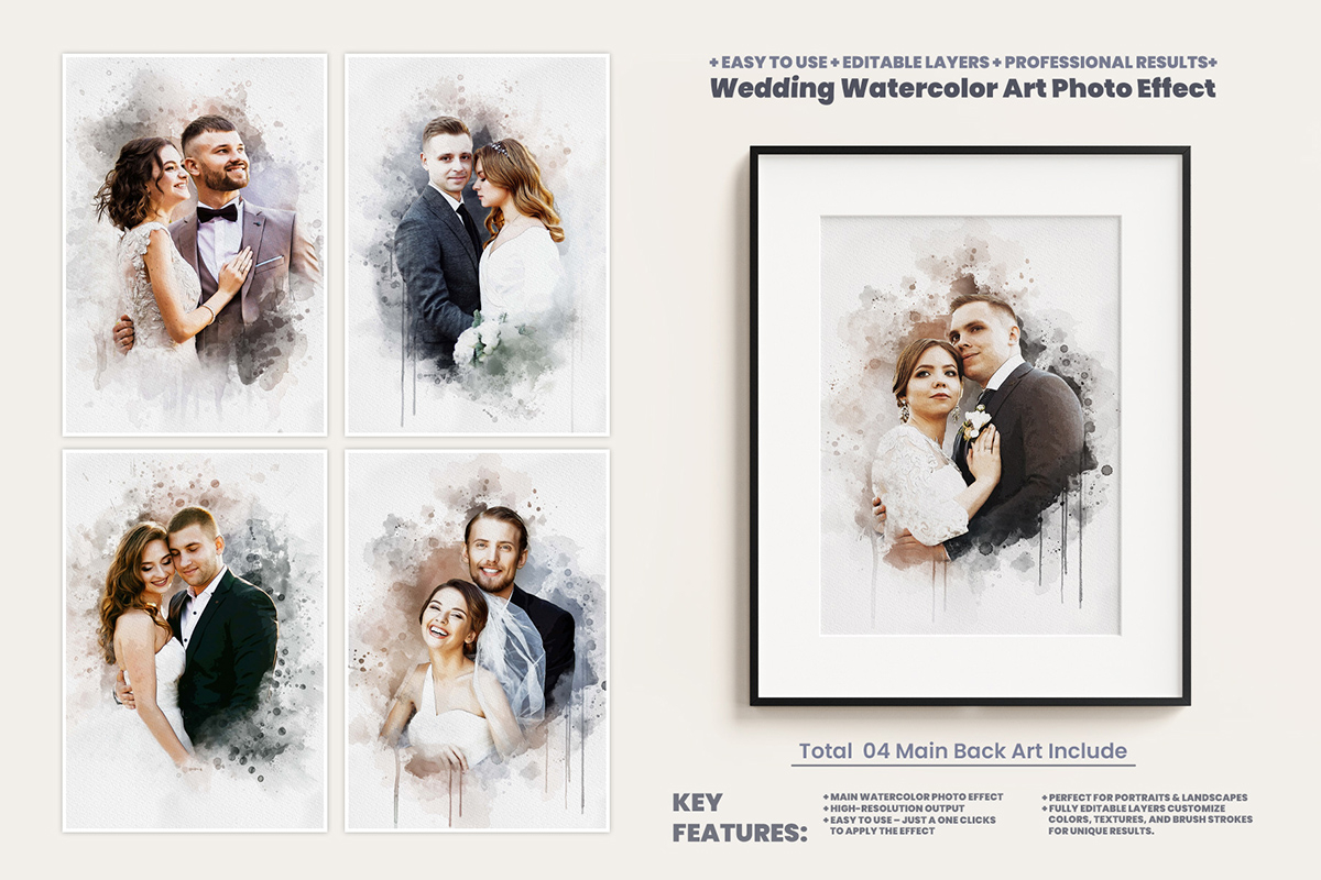 Wedding Watercolor Art Photo Effects