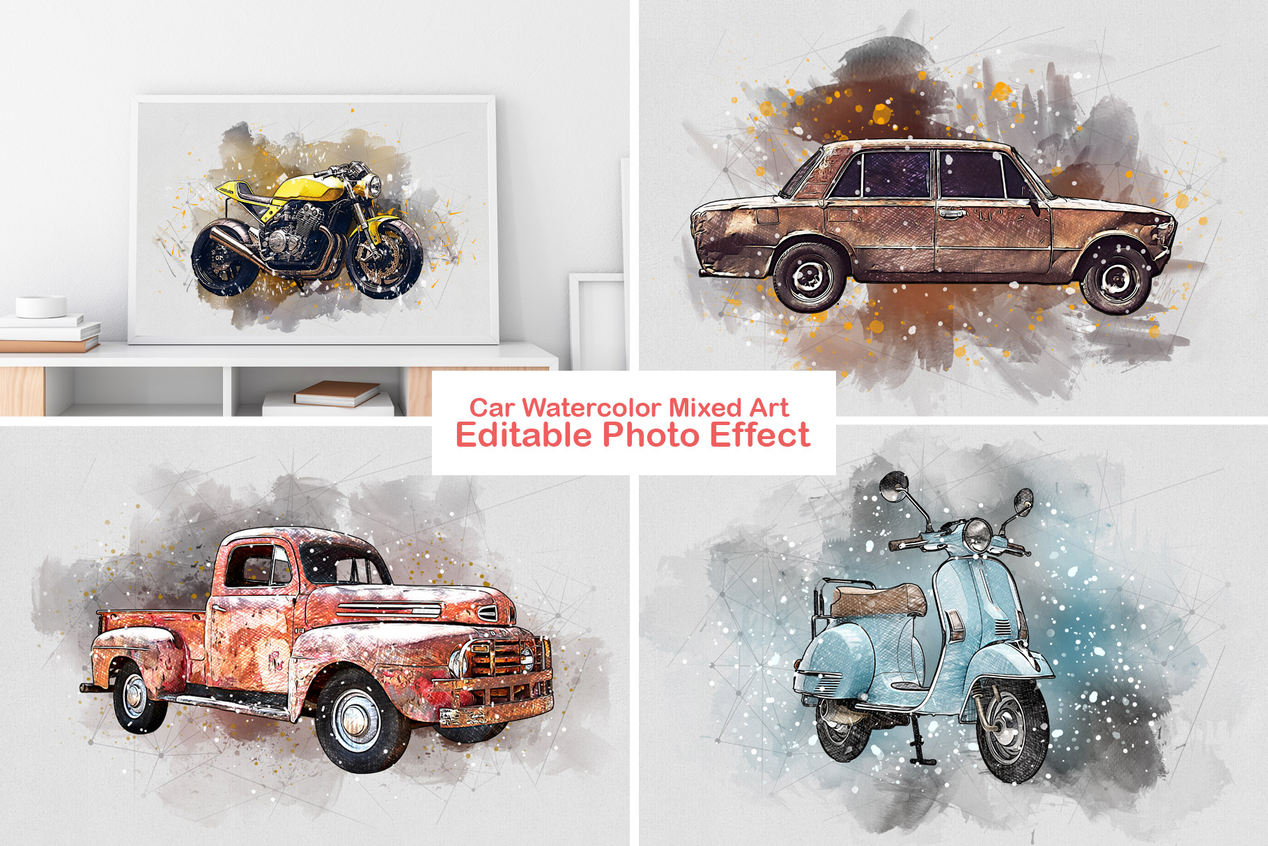 Car Watercolor Art Photo Effect