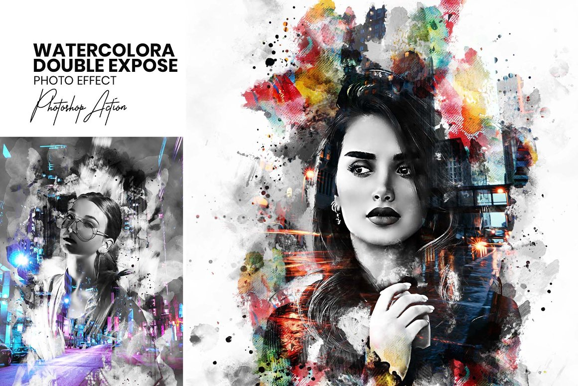 Watercolor Double Expose Painting