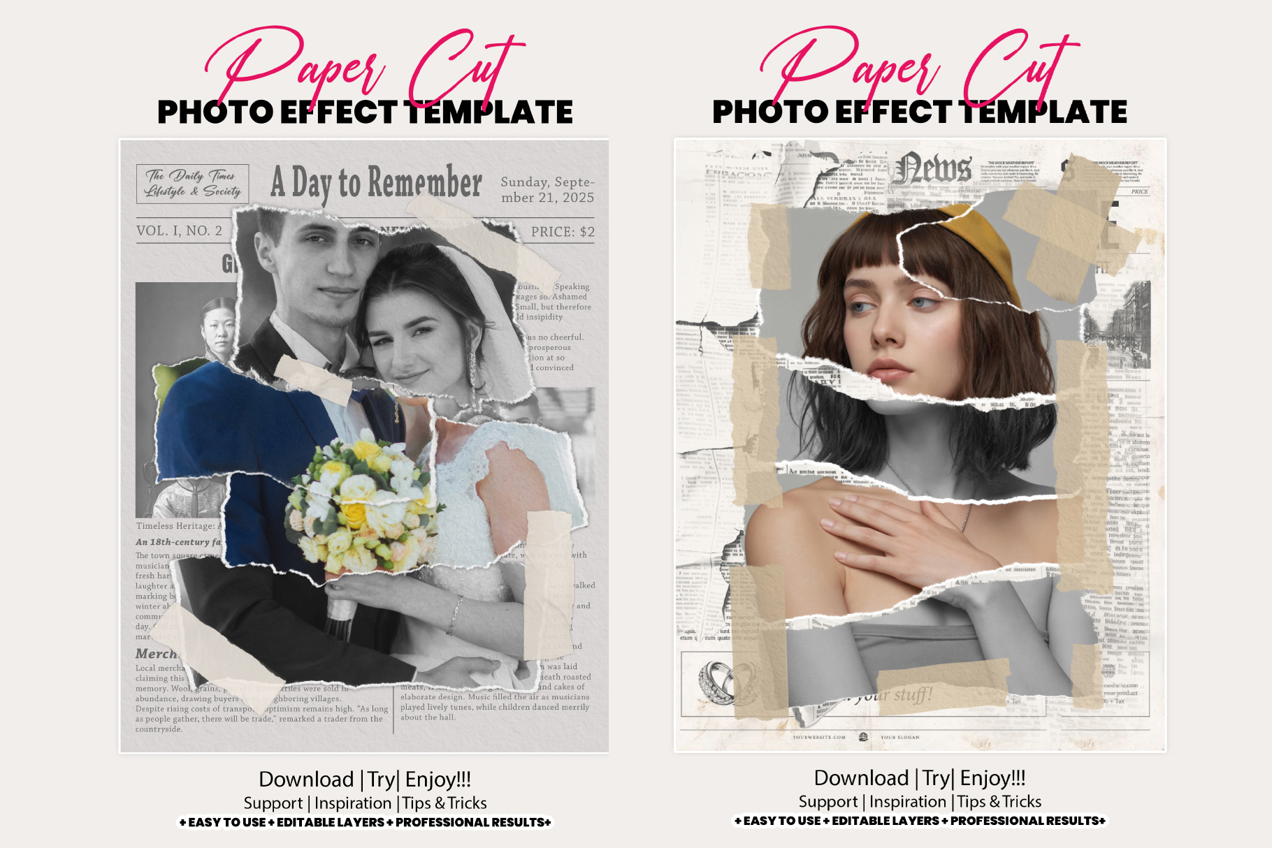 Photoshop Torn Paper Cut Photo Template