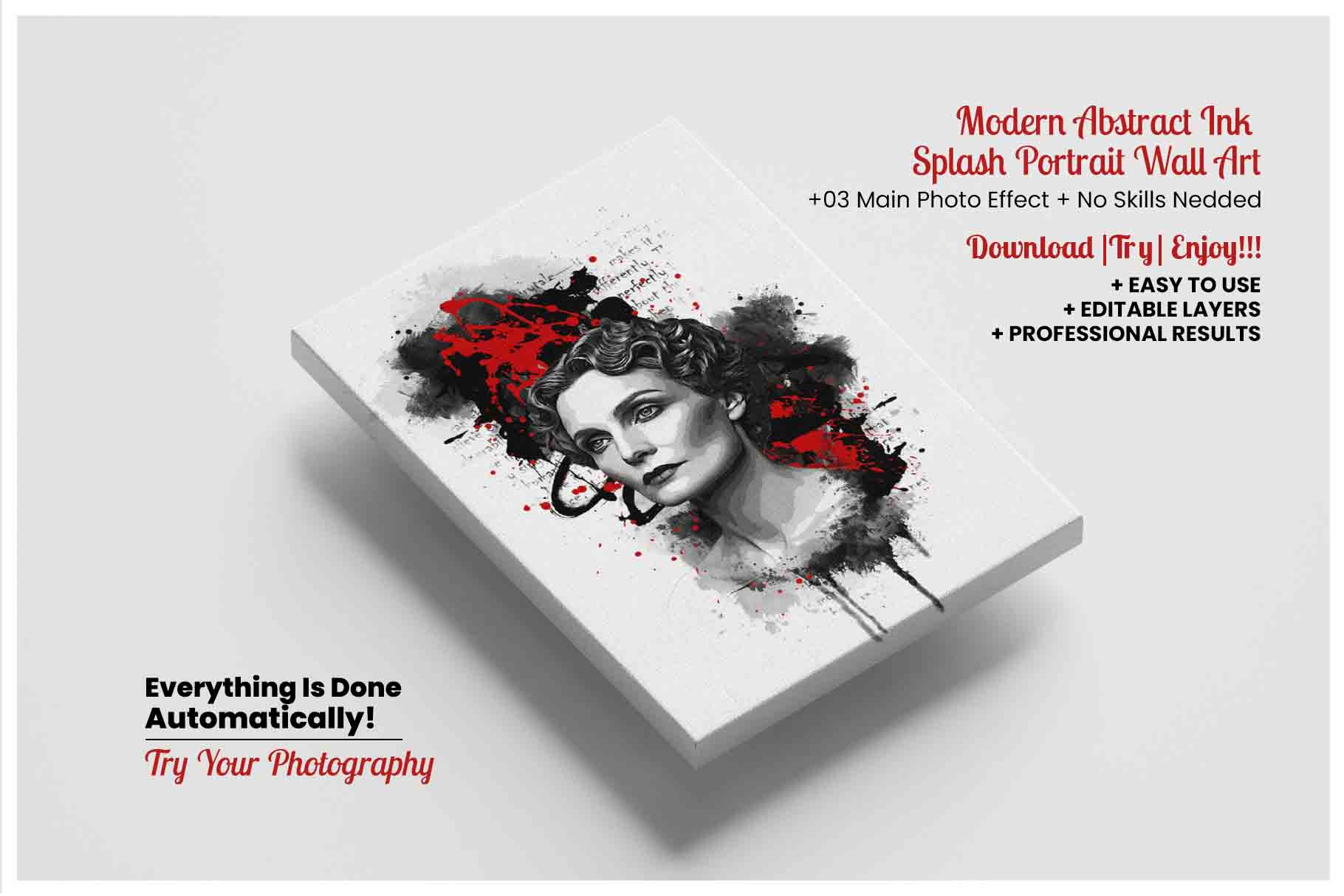 Colored Ink Splash Portrait Modern Art Photo Effect