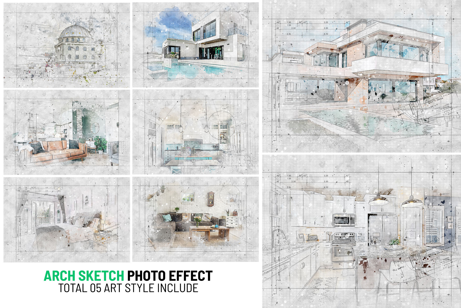 Photoshop Arch Sketch Photo Effect Template