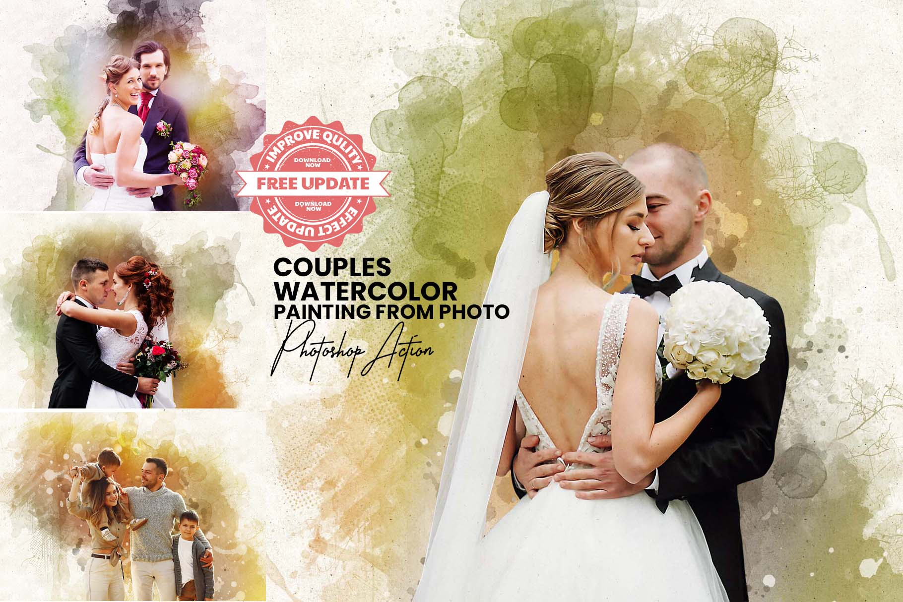 Photoshop Couples Watercolor Art Painting Effect