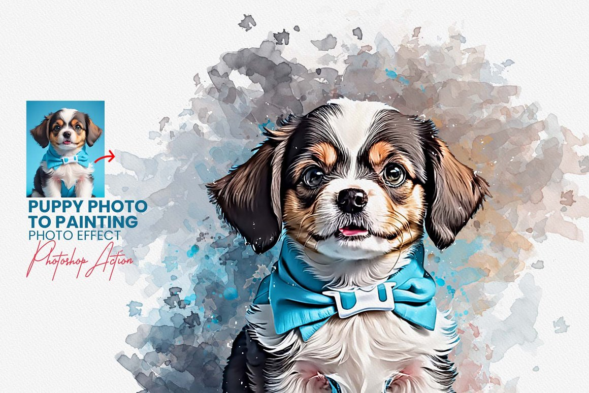 Easy Puppy Photo to Painting Photoshop Action